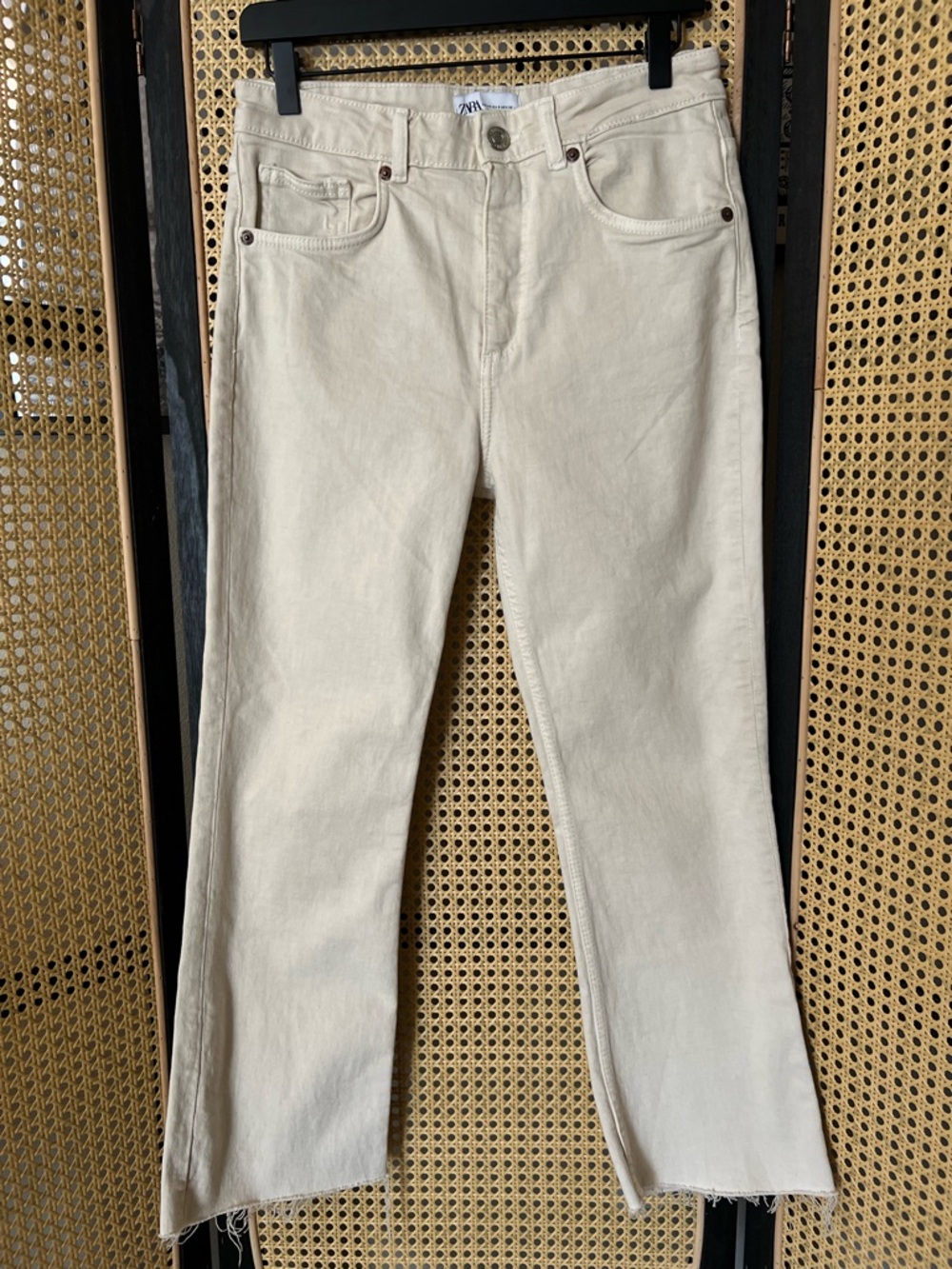 Zara Cream High-Rise Jeans